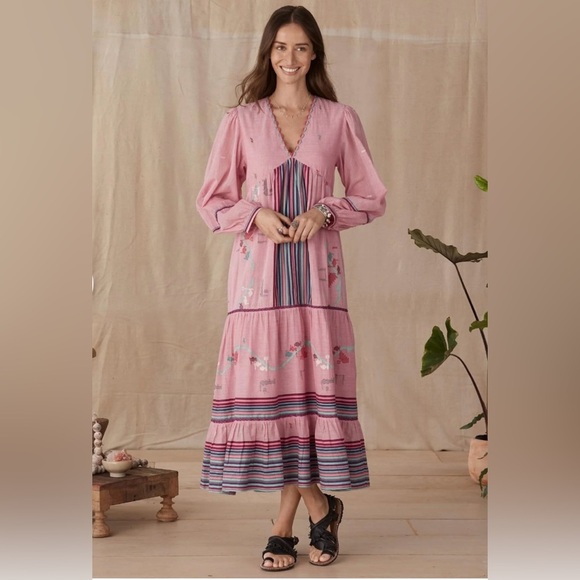 Sundance Aranza Dress by Conditions Apply – Pink Embroidered Maxi Dress (XS) - Picture 2 of 10